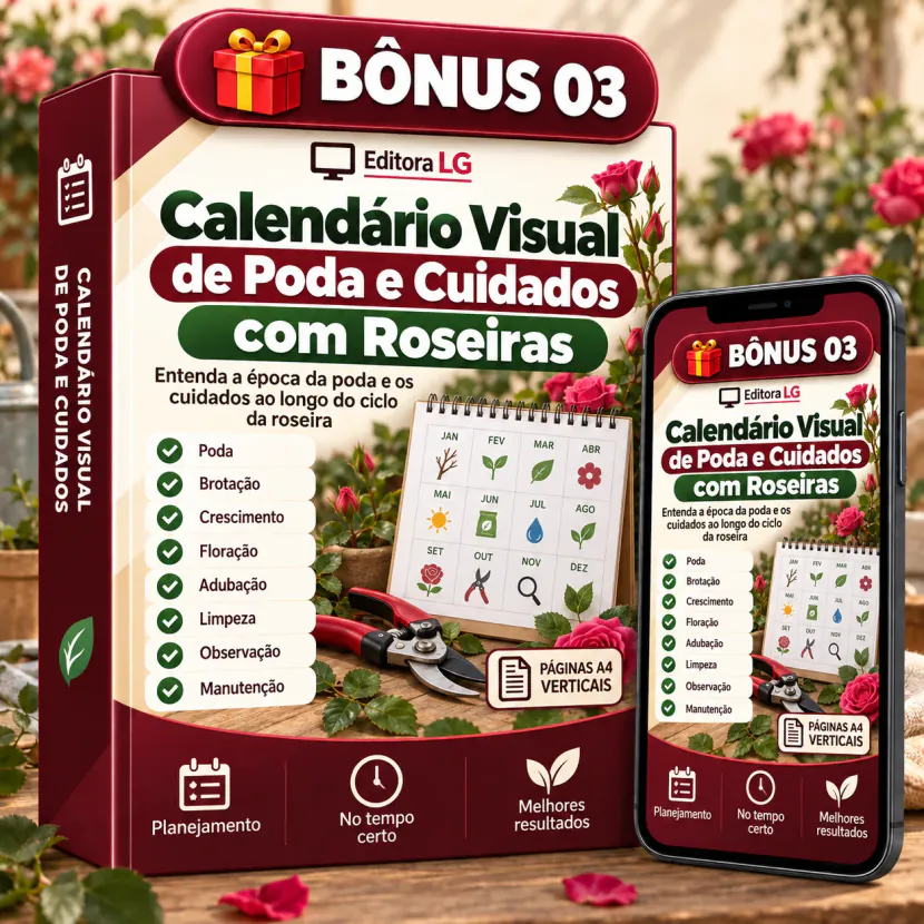 Calendário Visual de Poda e Cuidados com Roseiras